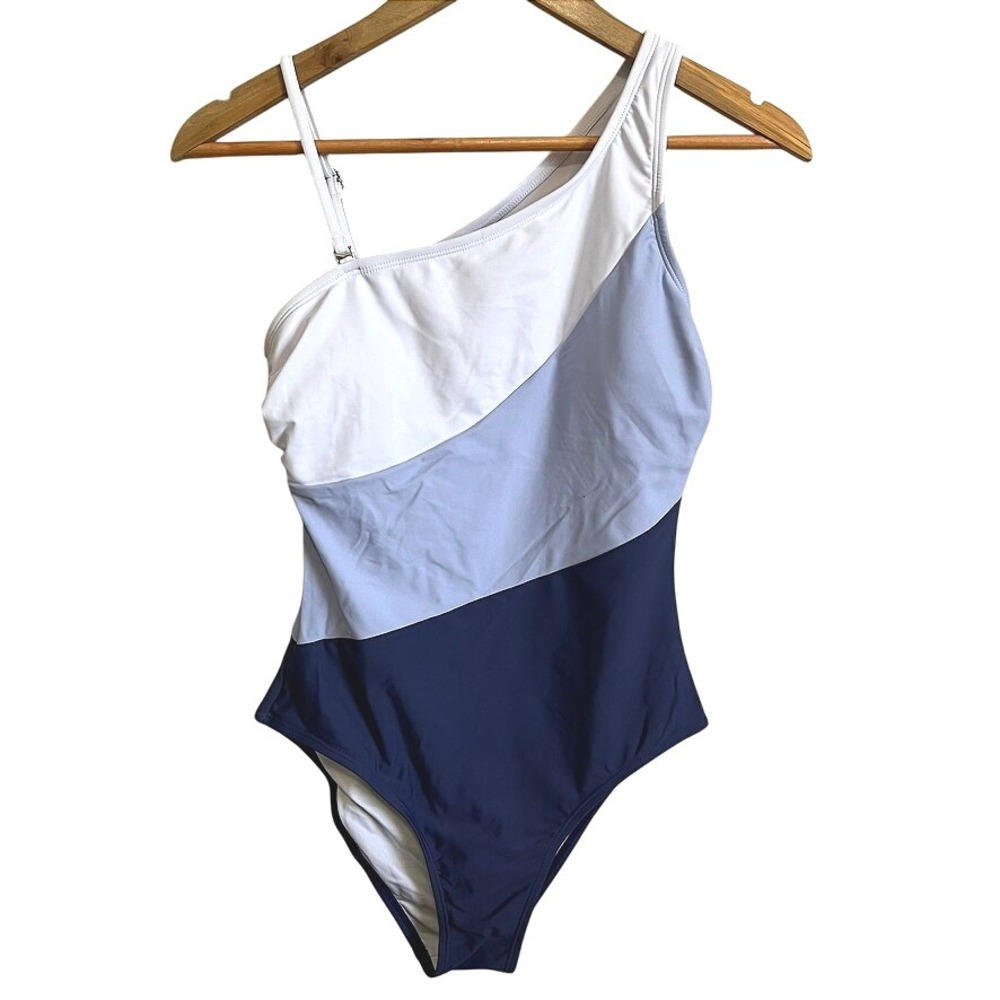 Colorblock One Shoulder Swimsuit - Contemporary‎ Chic One Piece Swimwear
